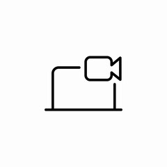 Video chat laptop screen icon vector sign
