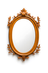 Obraz premium Golden mirror, front view, in the style of Baroque, isolated on white background