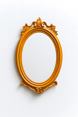 Obraz premium Golden mirror, front view, in the style of Baroque, isolated on white background