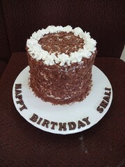 Tall Chocolate Forest Birthday Cake – A Decadent Delight for Celebrations. Lush Chocolate Forest Birthday Cake – Perfect for Every Special Occasion. Elegant Tall Chocolate Forest Cake with a Birthday