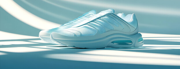 Light Blue Sneakers on Fabric