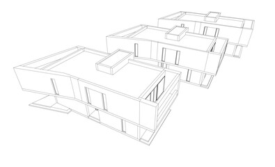 House building sketch architectural 3d illustration