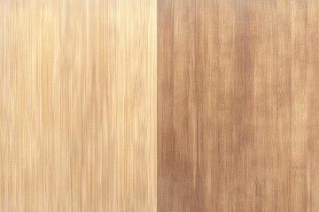 Naklejka premium A close-up view of two types of wood grain, showcasing a light wood on the left and a darker wood on the right, perfect for interior design projects.