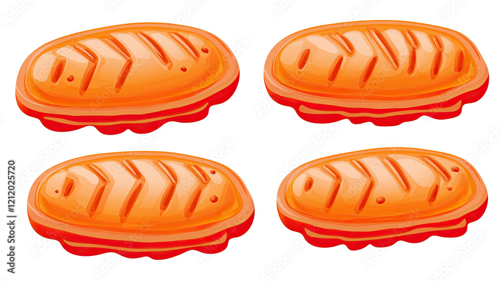 Poster orange zigzag edge oval objects generative ai