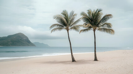 Obraz premium palm tree on the beach by generative AI