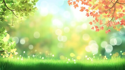 Fototapeta premium Autumn trees in the park at sunset. Shallow depth of field