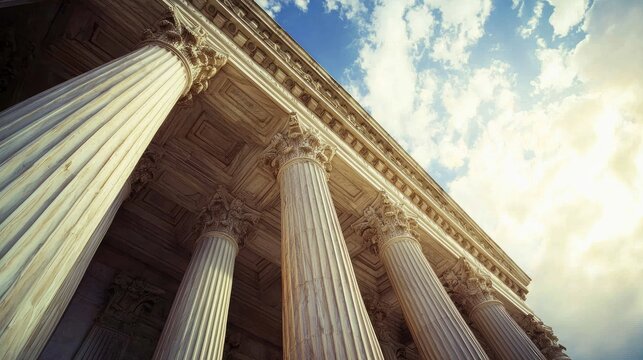 A dynamic image of a federal justice department building, showcasing its architecture and significance