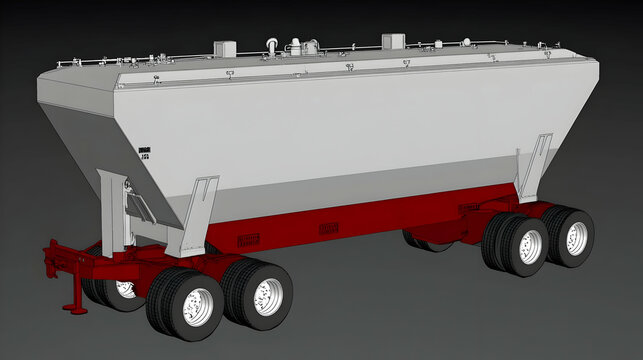 Grain Hopper Trailer Design, Studio Render