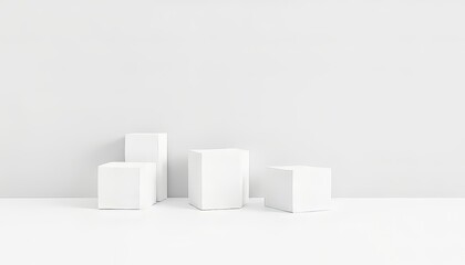Fototapeta premium Minimalistic white geometric shapes on a clean background.