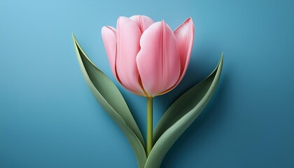 Fototapeta premium pink flower with blue background