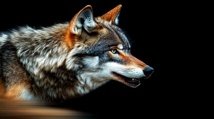 Fototapeta premium Majestic Wolf Portrait: A Striking Close-up of a Wild Canis Lupus in its Natural Habitat