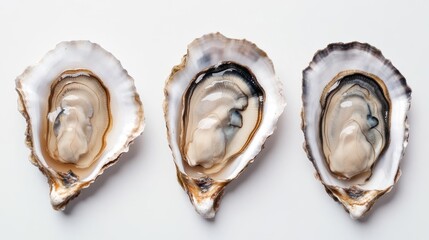 Fresh Oysters Displayed on a White Background Generative AI