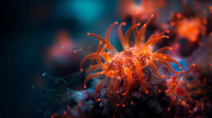 Vibrant Marine Anemone in a Coral Reef Highlighting Ocean Biodiversity and Conservation