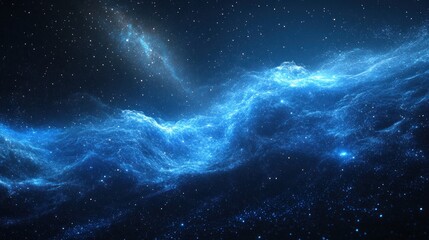 Obraz premium Blue nebula cosmic waves, starry background, space exploration, design