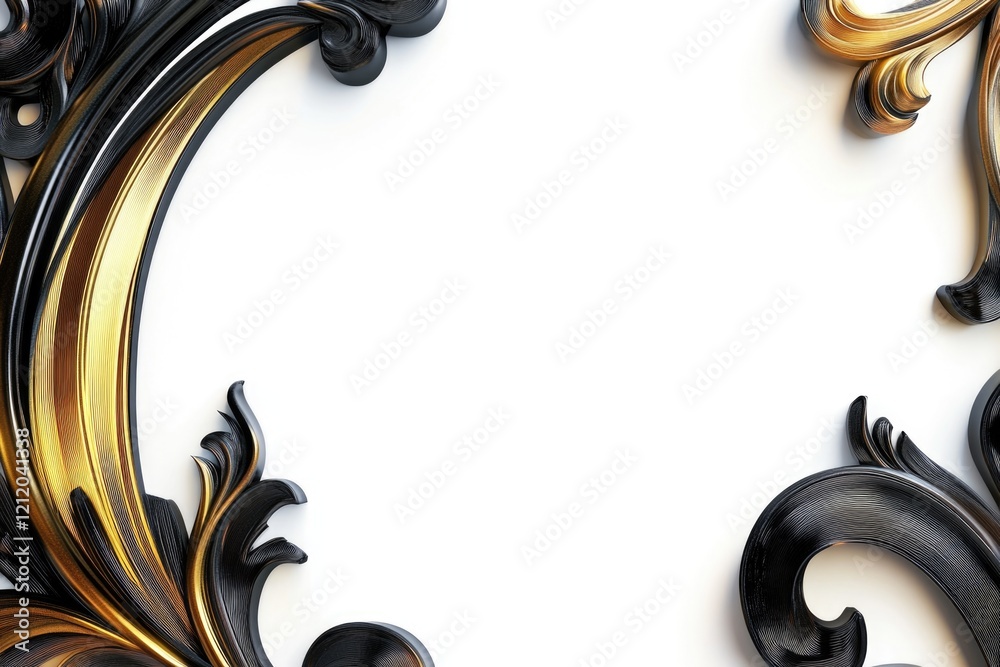 Poster A picture of a black and gold frame set against a white background, ideal for use in designing a website or creating a social media post