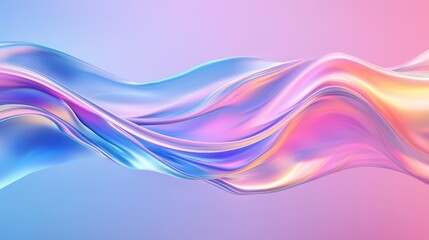 Fototapeta premium Soft Fluid Waves in Pastel Tones with Smooth Gradients and Iridescent Highlights for Abstract Background and Design Use in Modern Projects