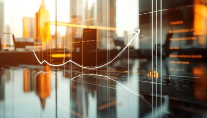 Fototapeta premium A rocket trajectory forming a line graph on a glass surface,