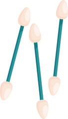 Five cosmetic cotton buds isolated on white background, useful for applying or removing makeup, cleaning ears or other beauty or healthcare purposes