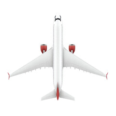 Isolated Top View Airplane with Red Accents
