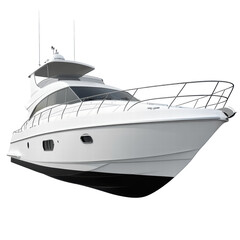 Isolated Modern White Yacht Side View