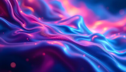 Fototapeta premium Dynamic abstract wallpaper featuring vibrant neon pink, electric blue, and glowing orange hues blending seamlessly with smooth gradients and subtle light effects, evoking a fluid, smoke-like motion.