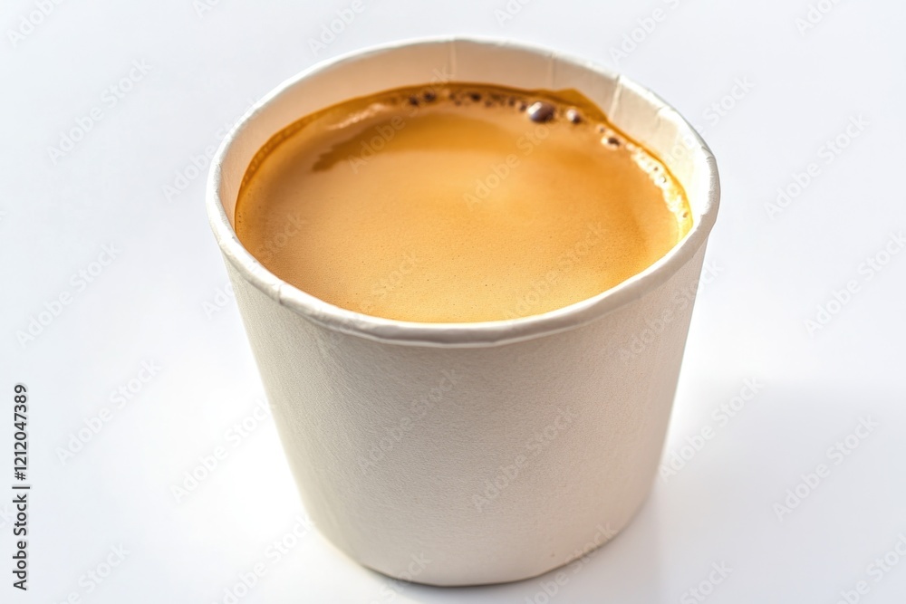 Poster a single serving of coffee on a white surface, perfect for daily use or as a decorative element