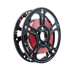 Obraz premium Black Spool with Red Wire for Industrial Use Isolated on transparent background