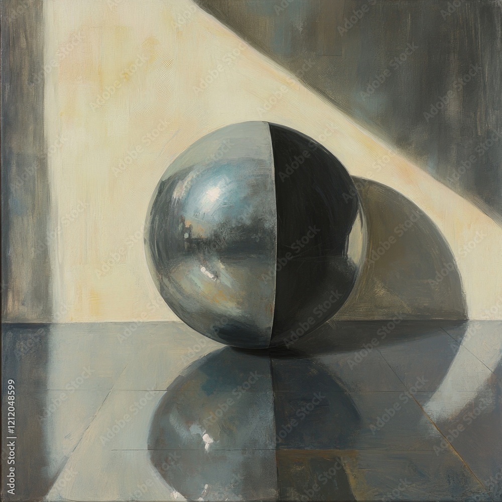 Aufkleber A close-up view of a spherical object sitting on a tile floor