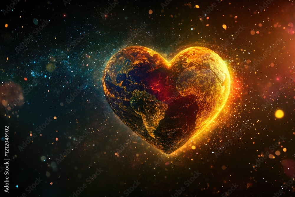 Aufkleber a heart-shaped object floating in space, with stars and galaxies in the background