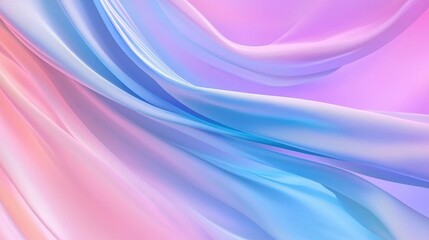 Soft Flowing Satin Fabric with Pastel Gradient Colors of Pink, Lavender and Blue Creating a Dreamy and Serene Background for Various Creative Projects