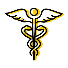 .Medical symbol, caduceus, winged staff, snake emblem