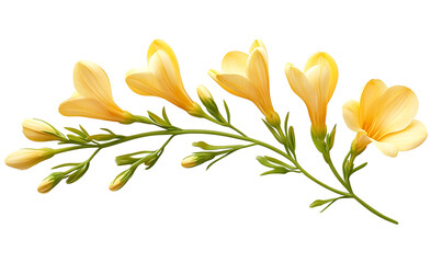 Yellow Freesia Flower Branch, Studio Shot, Floral Design, Spring
