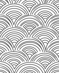 Seamless pattern of overlapping gray semicircles on white background.