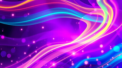 Fototapeta premium Digital Abstract Art with Deep Ultraviolet Hues, Neon Colors, Flowing Lines, Glowing Elements, Bokeh Lights, High Contrast, Futuristic Atmosphere