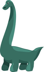 Cartoon brachiosaurus, a herbivorous sauropod dinosaur from the jurassic period, standing on four legs and looking forward © nsit0108