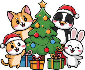T-shirt design based on animal Christmas celebration