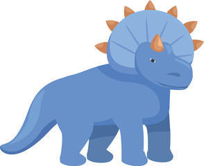 Large herbivorous dinosaur with horns and a bony frill around its neck, standing still