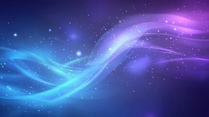 Fototapeta premium Abstract Waves of Light in Blue and Purple Hues with Shimmering Stars and Soft Gradients for Use in Digital Backgrounds and Graphic Design Projects