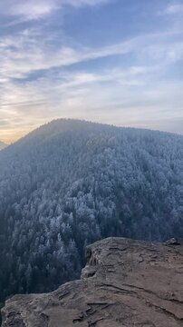 A frosty winter hike to Tomasovsky view, a stunning rock formation offering breathtaking vistas in Slovensky Raj National Park, Slovakia