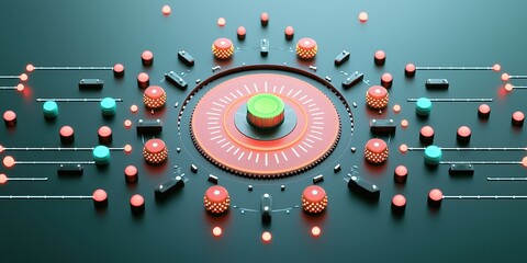 Obraz premium Abstract Digital Circuit with Colorful Elements and Lights