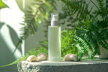 Plakat Natural skincare product display tranquil greenery photography indoor environment close-up view wellness concept