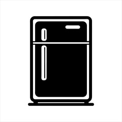 Refrigerator vector silhouette or modern line symbol. Vector line art and icon design with bold outline. Black and white Pixel Perfect minimalistic symbol isolated on white.
