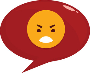 Angry emoji expressing negative emotions within a red speech bubble conveys a strong sense of displeasure and frustration