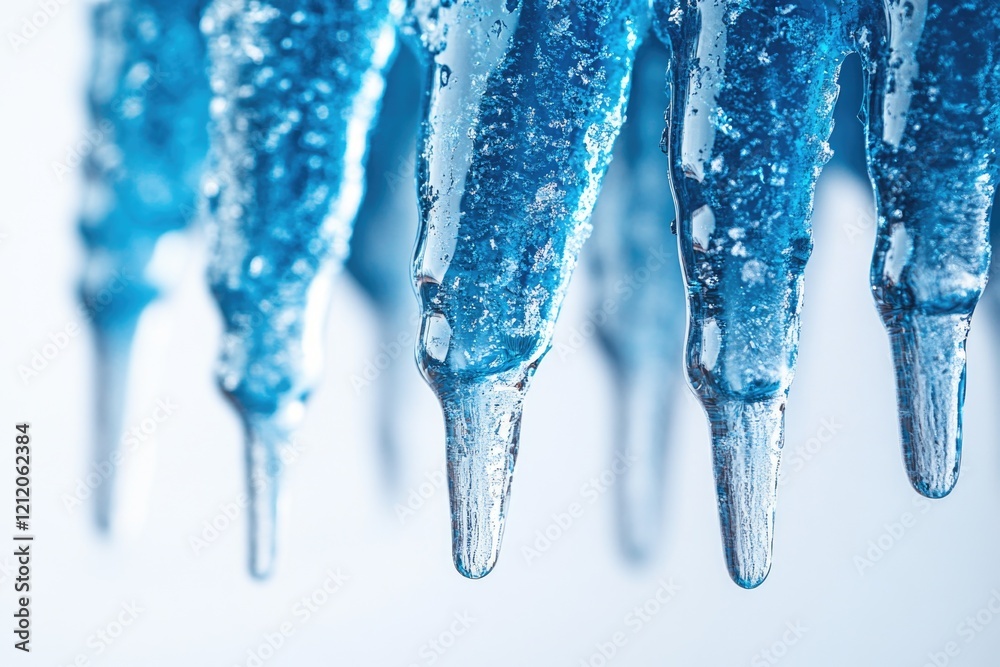 Poster a cluster of icicles hangs from a ceiling, creating a frosty and natural decoration