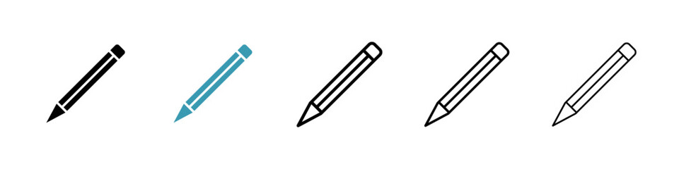 Pencil vector icons pack in black and blue colors