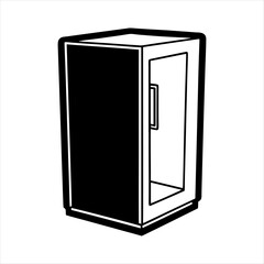 Refrigerator vector silhouette or modern line symbol. Vector line art and icon design with bold outline. Black and white Pixel Perfect minimalistic symbol isolated on white.