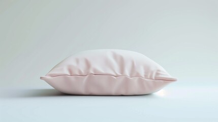 A single soft, pale pastel-colored pillow placed in the center of white space.