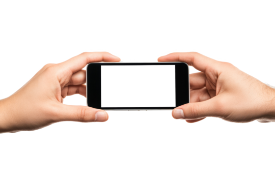 Hands with smartphone cut out - Powered by Adobe