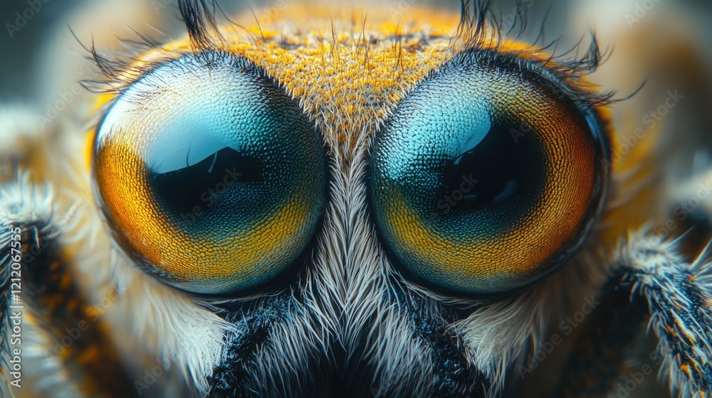 Poster A detailed view of a spider's eyes, highlighting their intricate structure and ability to detect movement