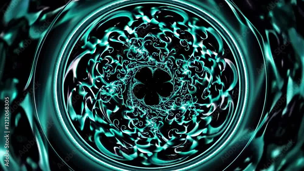 Aufkleber Dynamic swirling patterns created with vibrant teal hues against a dark backdrop showcase mesmerizing fluid motion